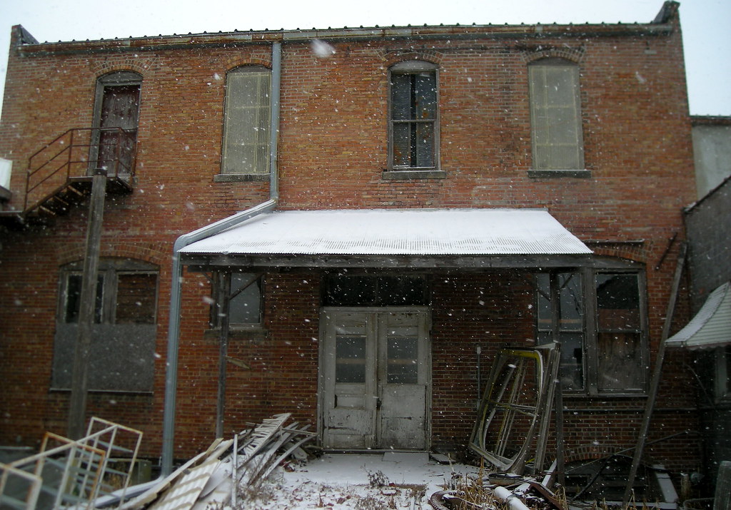 snowy Villisca, Iowa rear storefront Mitch Flickr