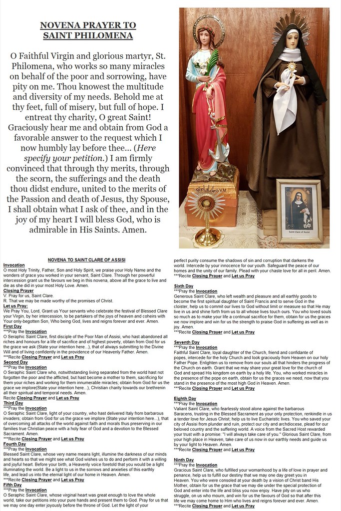 Novena Prayers to Saint Philomena and Saint Clare benedictvillas Flickr