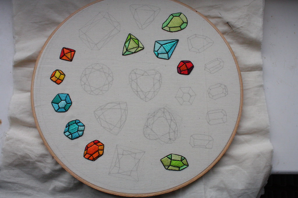 wip. hand embroidery fancy little hand embroidered jewels