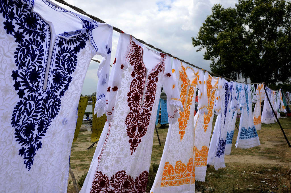 The famous Chikan embroidered garments of Lucknow are hung… Flickr