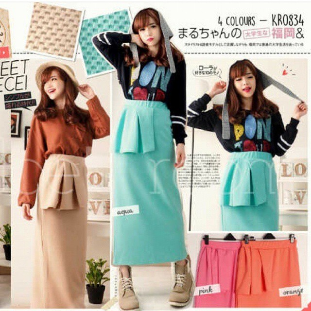Khloe rok panjang Idr 85rb Bahan wedges waffle tebal Flickr