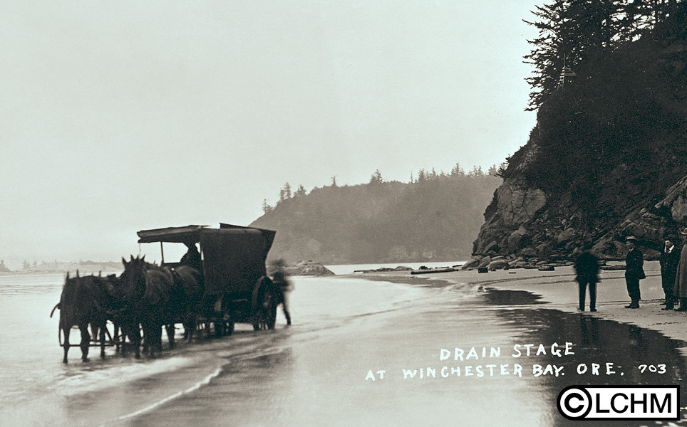 GN4092 Stage waits in the surf at Winchester Bay, ca. 1908… Flickr