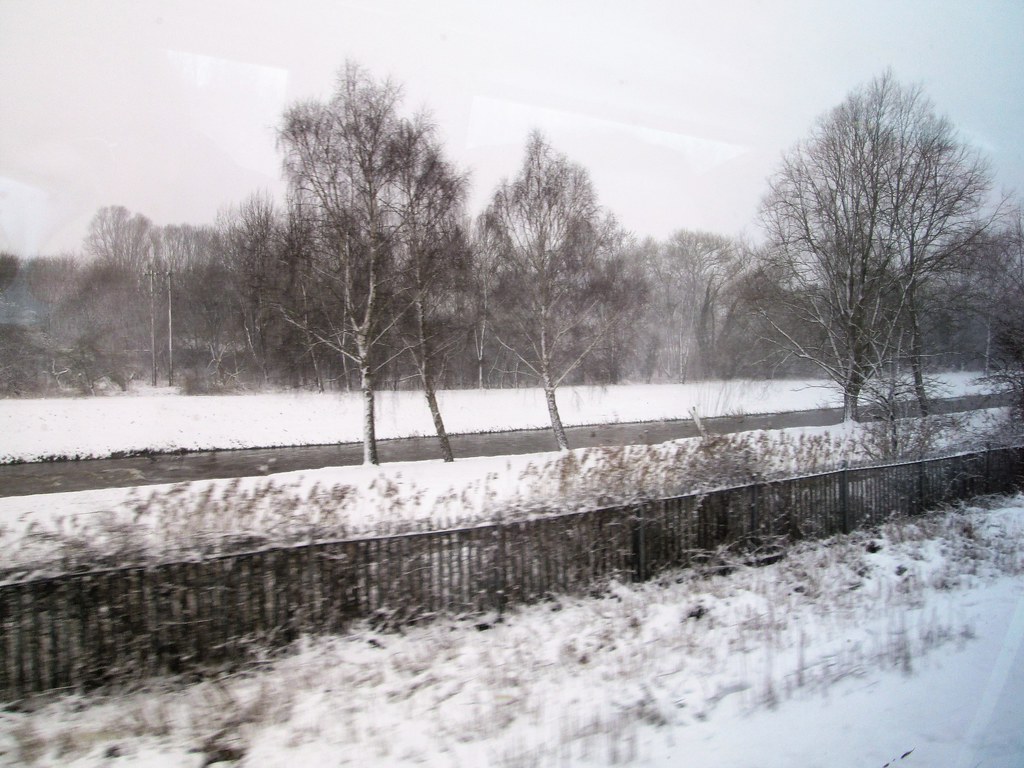 Taunton in the snow. Heading into Taunton alongside the ri… Tim