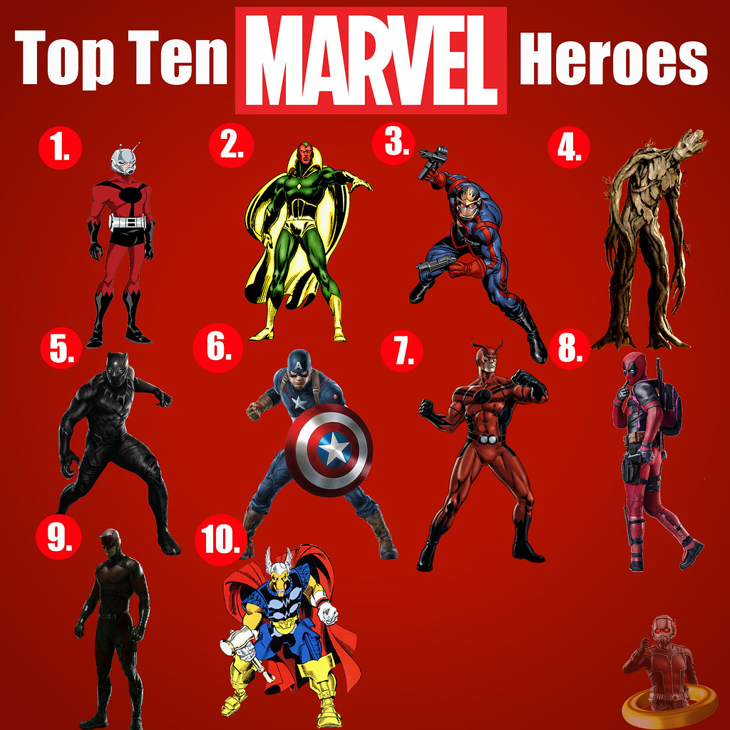 Top Ten Marvel Heroes Here are my ten favorite heroes of t… Flickr