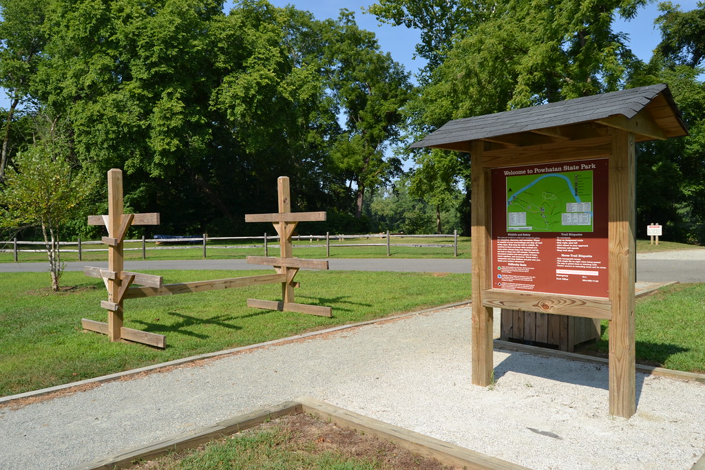 PW Park Sign Powhatan State Park map sign. Virginia State Parks