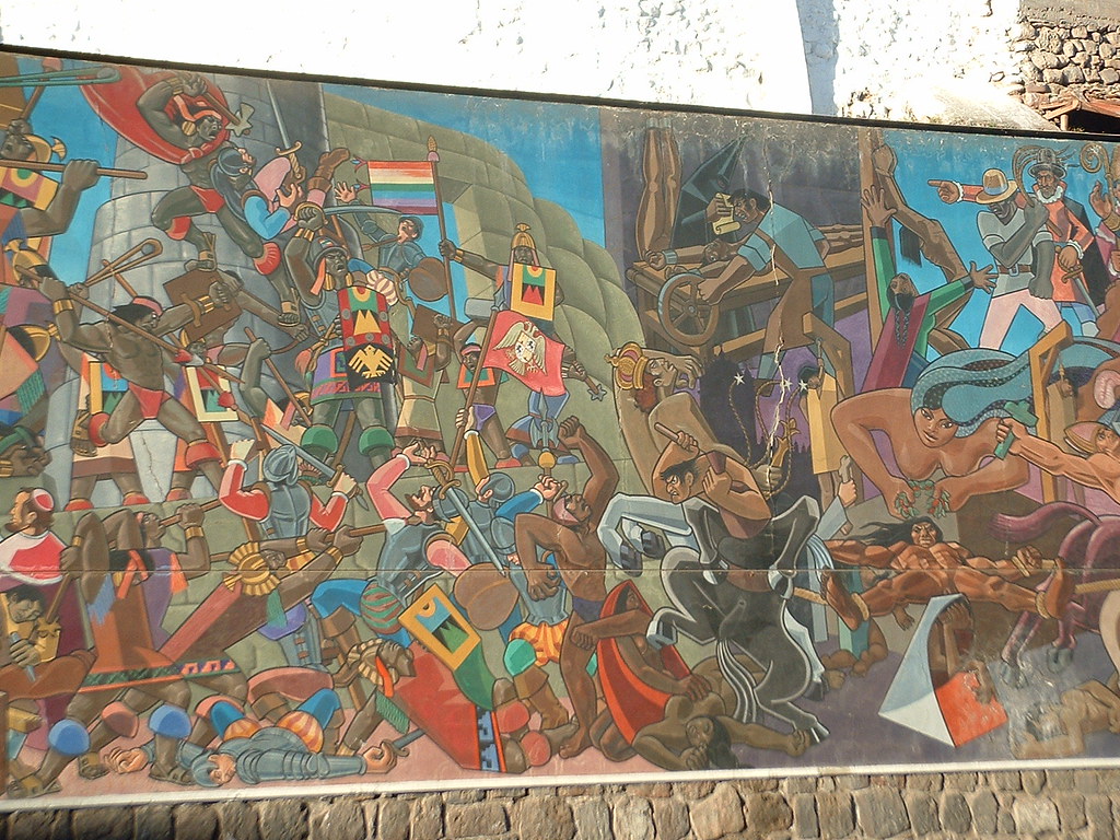 Mural depicting the Spanish Conquest Mural describiendo la… Flickr