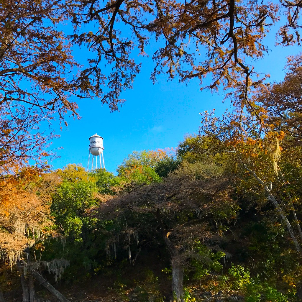 Gruene Water Tower by Trees 2 New Braunfels, Texas. Flickr