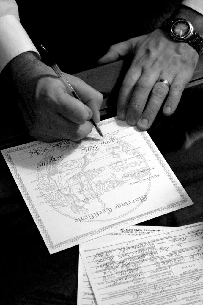 Marriage Certificate Signing the California Marriage Certi… Brandon