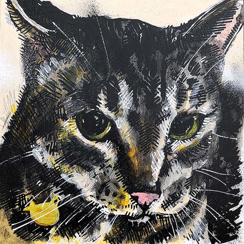"Jack" 12 x 12" mixed media on wood. Commissioned by Cyndi… Flickr