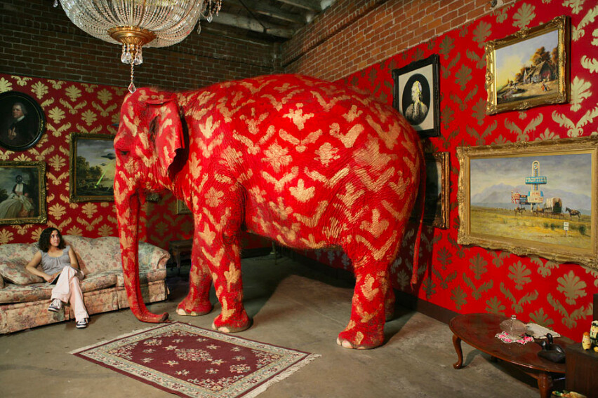 The Elephant in the Room by Banksy Flickr