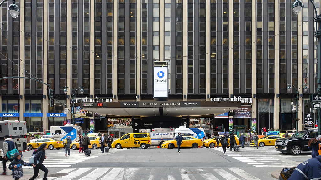 Pennsylvania Station entrance on Seventh Avenue Charles Lu… Flickr