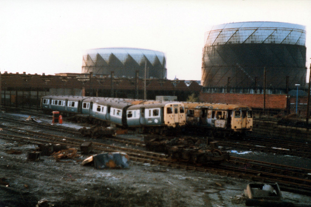 Scrap class 503 emus at Birkenhead Mollington St, 1986 Flickr