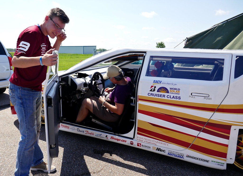 Catherine tries out Iowa State University solar car, Hasti… Flickr