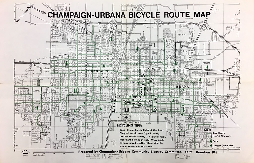 Bicycle Route Map 1973 ChampaignUrbana Bicycle Route Map … Flickr