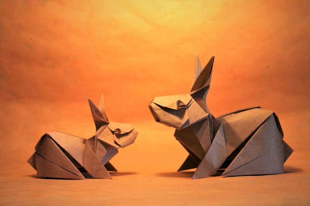 Rabbits Gen Hagiwara Left recycled kraft paper, 29x29c… Flickr
