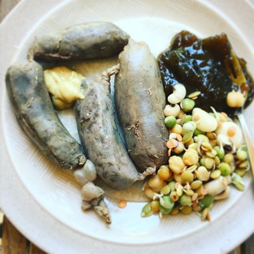 Homemade German style sausages with fresh sprouted bean sa… Flickr