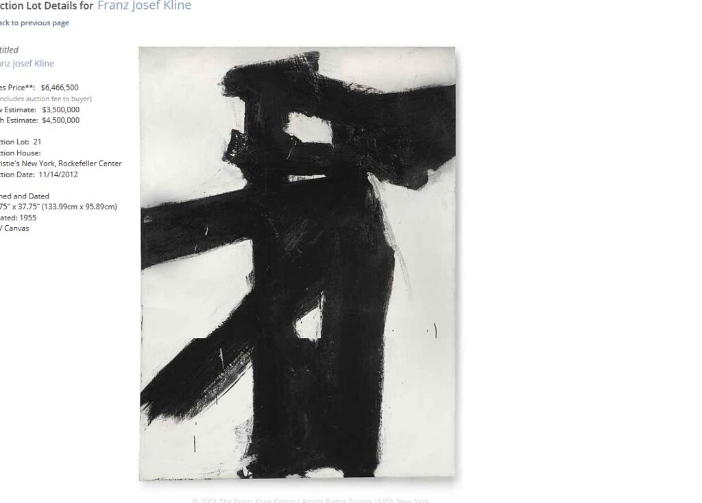 Franz Josef Kline Auction lot details Artist auction recor… Flickr