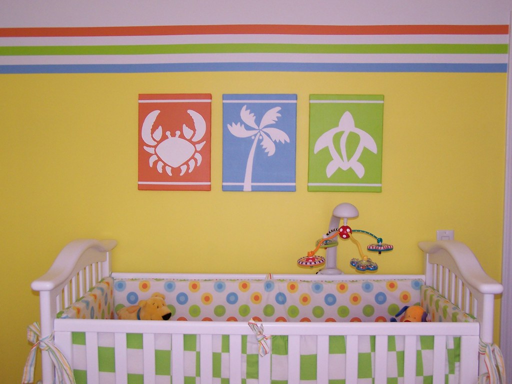 Baby Nursery Crib and Tropical Paintings Paintings by Jen… Flickr