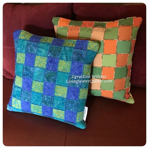 Woven fabric pillow with Island Batik fabric. Machine stit… Flickr