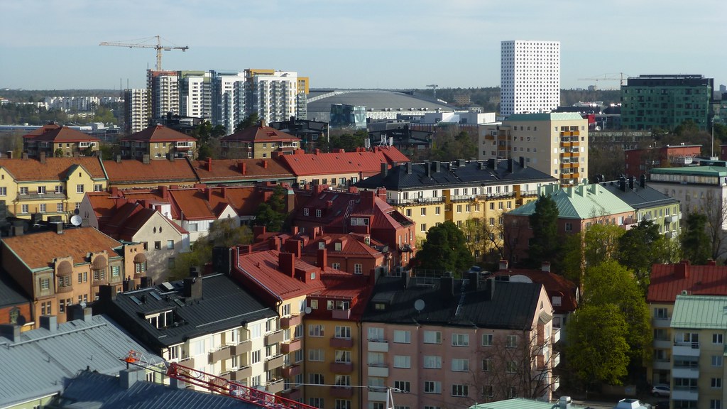 Solna, Sweden Råsunda in the foreground and Arenastaden in… Flickr
