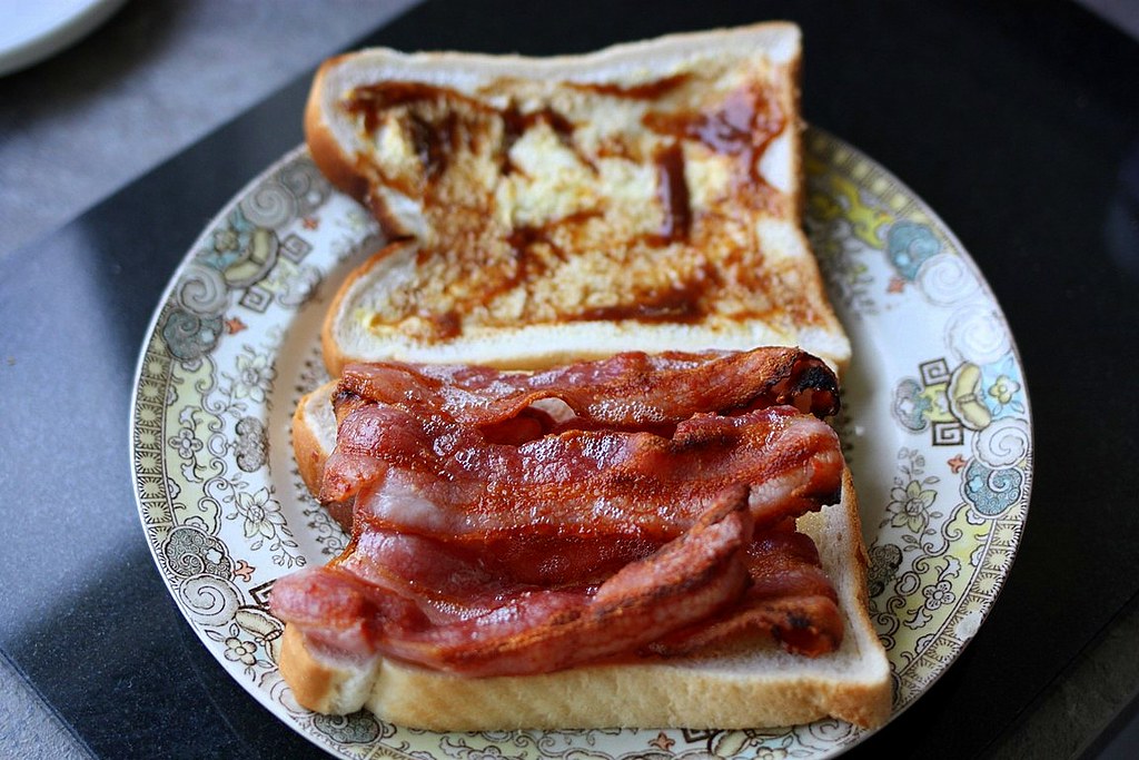 Bacon Butty and Brown Sauce Just the job for setting you u… Flickr