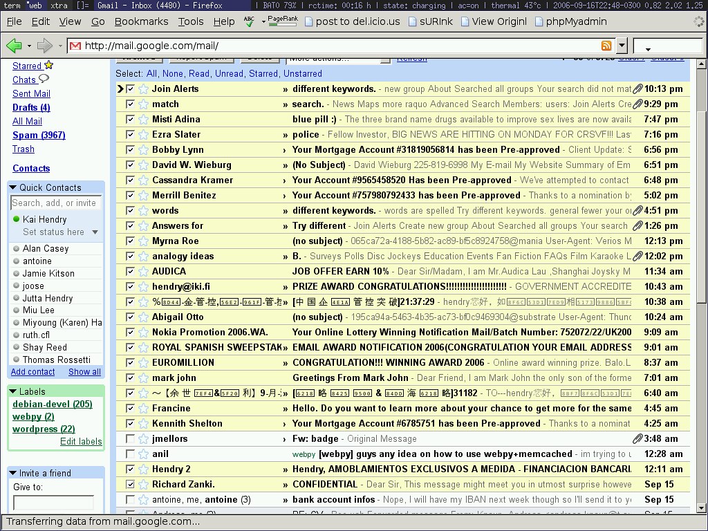 Spam on Gmail I am getting a lot of spam in my inbox