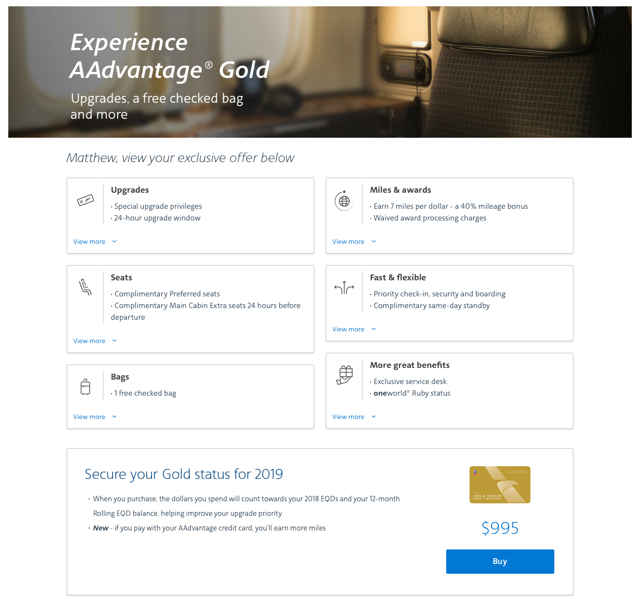 American Airlines Gold Status? No Thanks. Live and Let's Fly