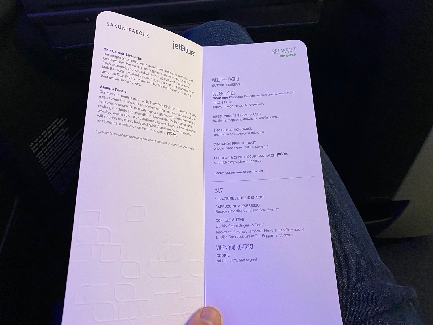 Breakfast In JetBlue Mint Live and Let's Fly