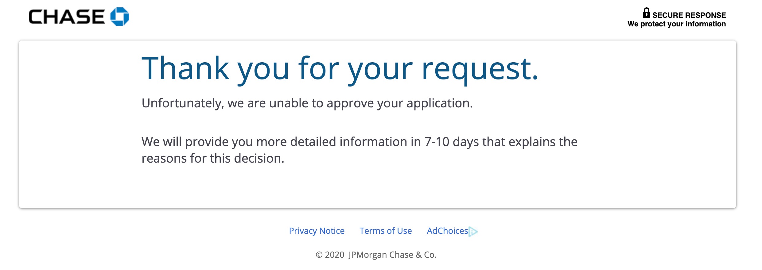 742 Credit Score, Yet Denied Chase Sapphire Preferred. Would