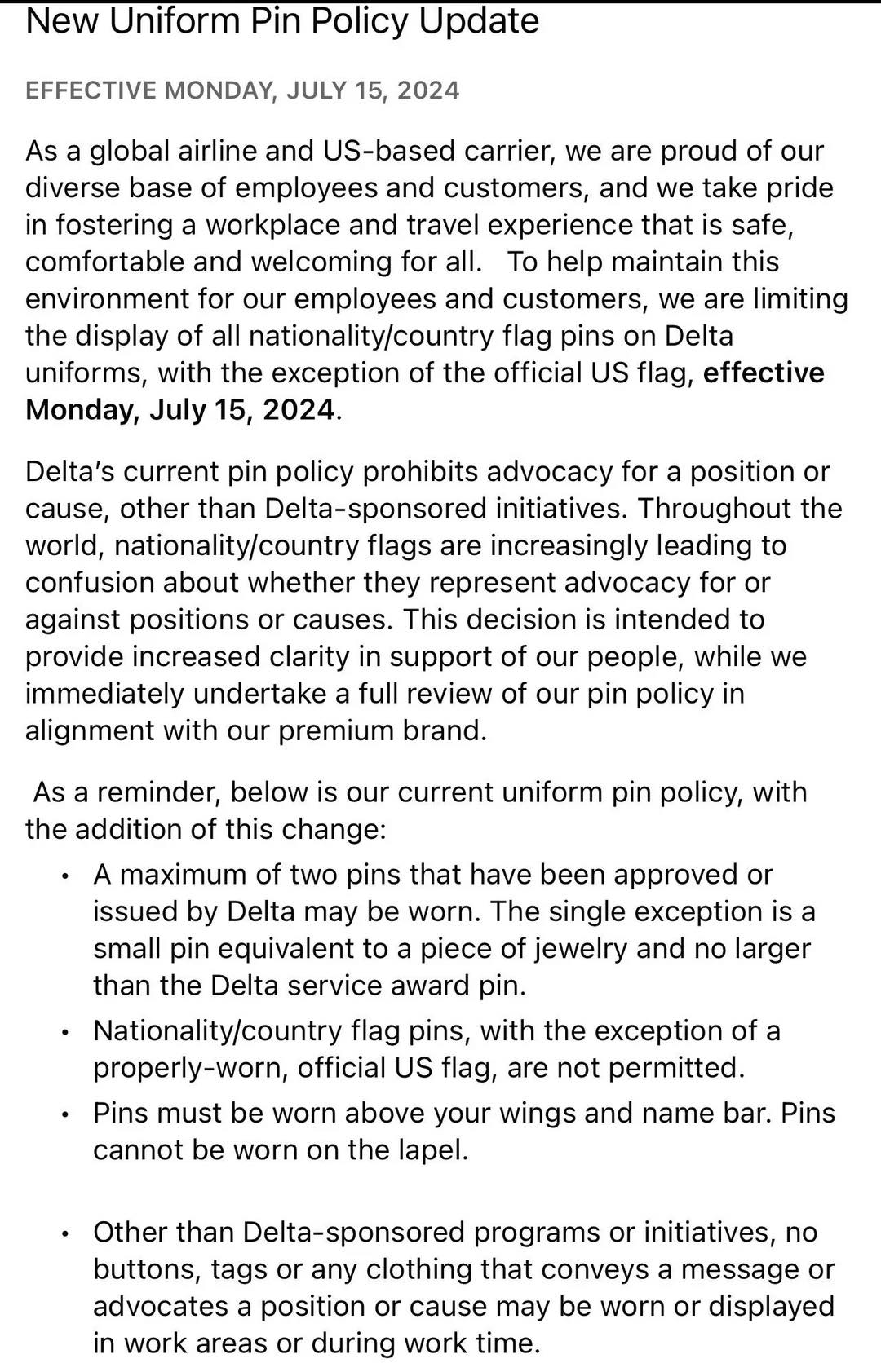 Delta Air Lines Bans Flag Pins, Apologizes For "Racist" Social Media