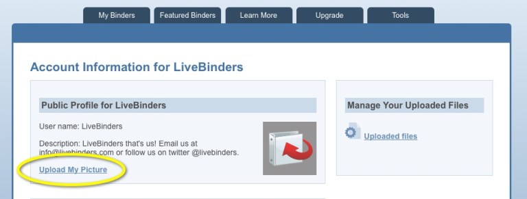 Share Your Picture, Website, or Twitter Name LiveBinders Blog