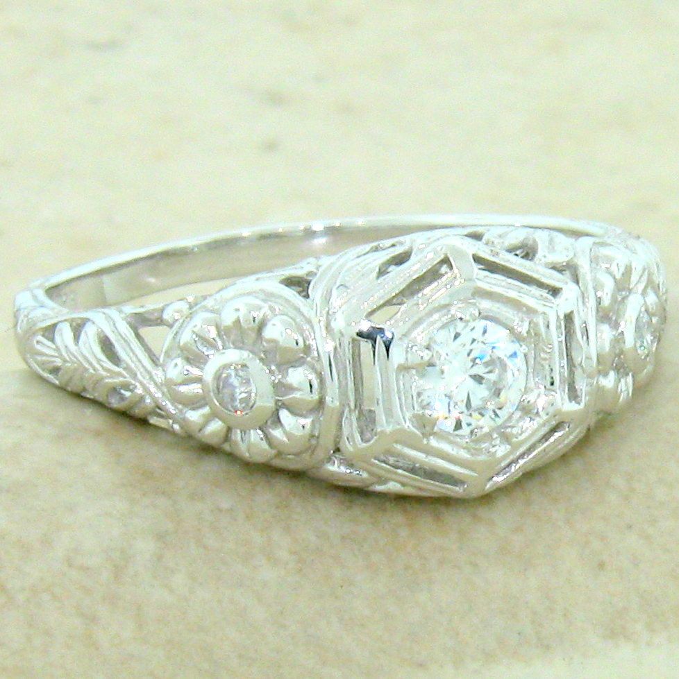 ENGAGEMENT WEDDING ANTIQUE STYLE 925 STERLING SILVER CZ RING, 839 eBay