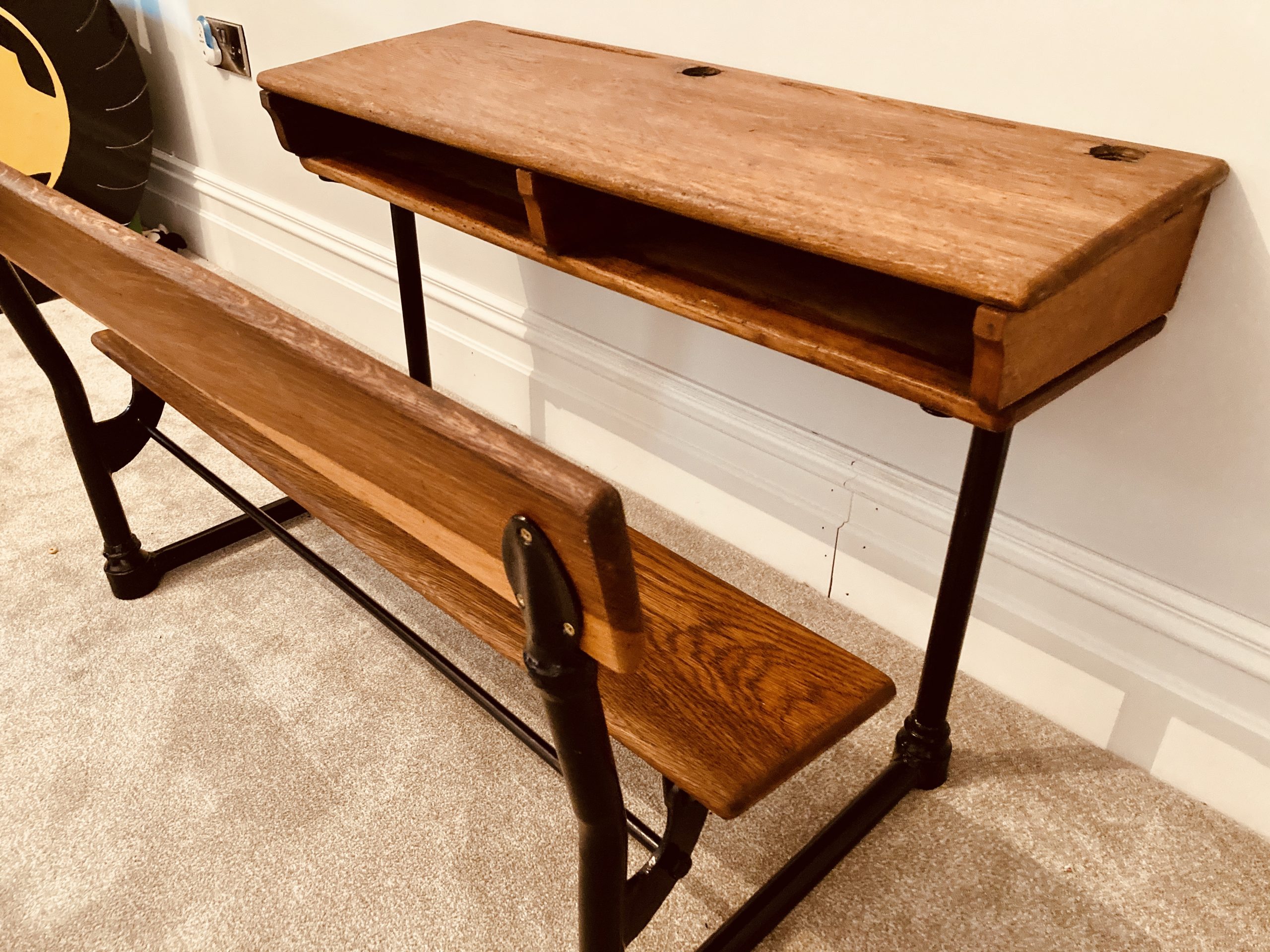 Traditional School Desk Live Edge Sculpting
