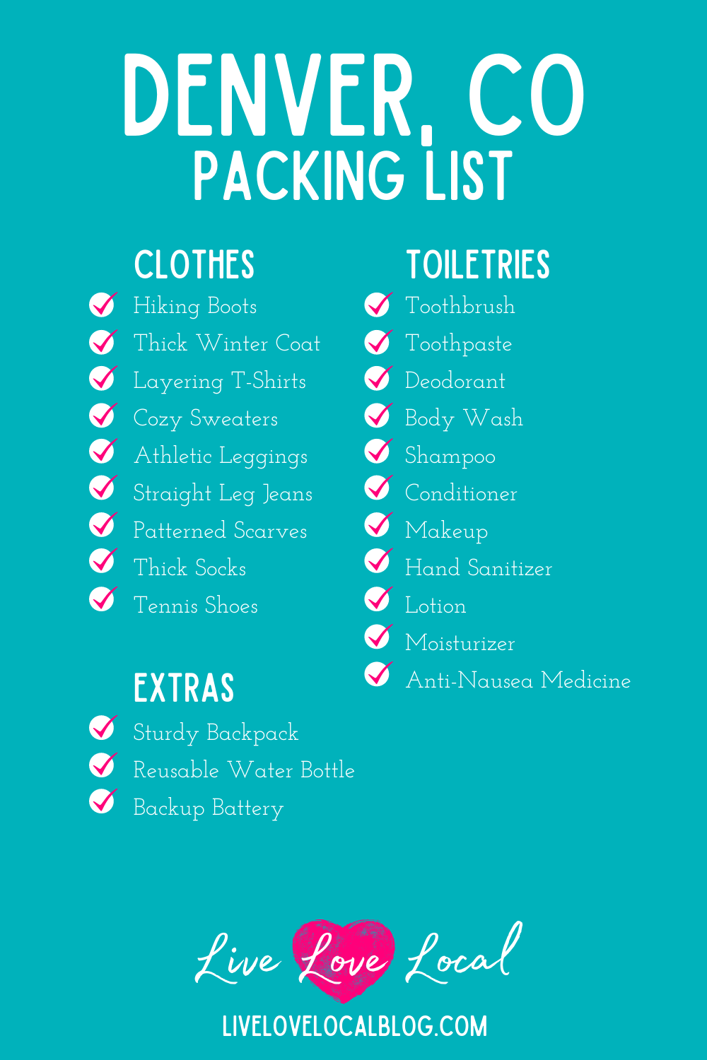 My Denver, CO Packing List Live Love Local