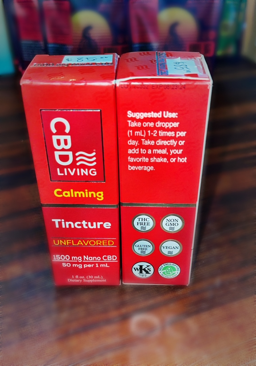 CBD Living Calming Tincture Unflavored 1500mg Nano CBD Live Naturally