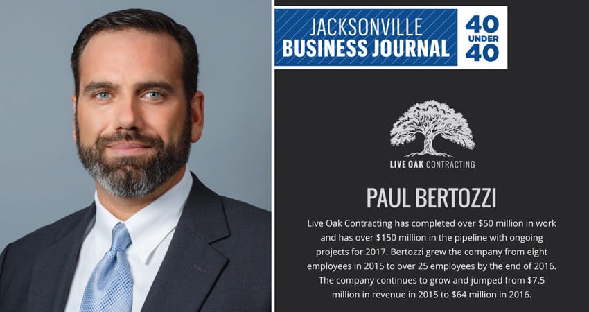 Paul Bertozzi Named As Jacksonville Business Journal '40 Under 40