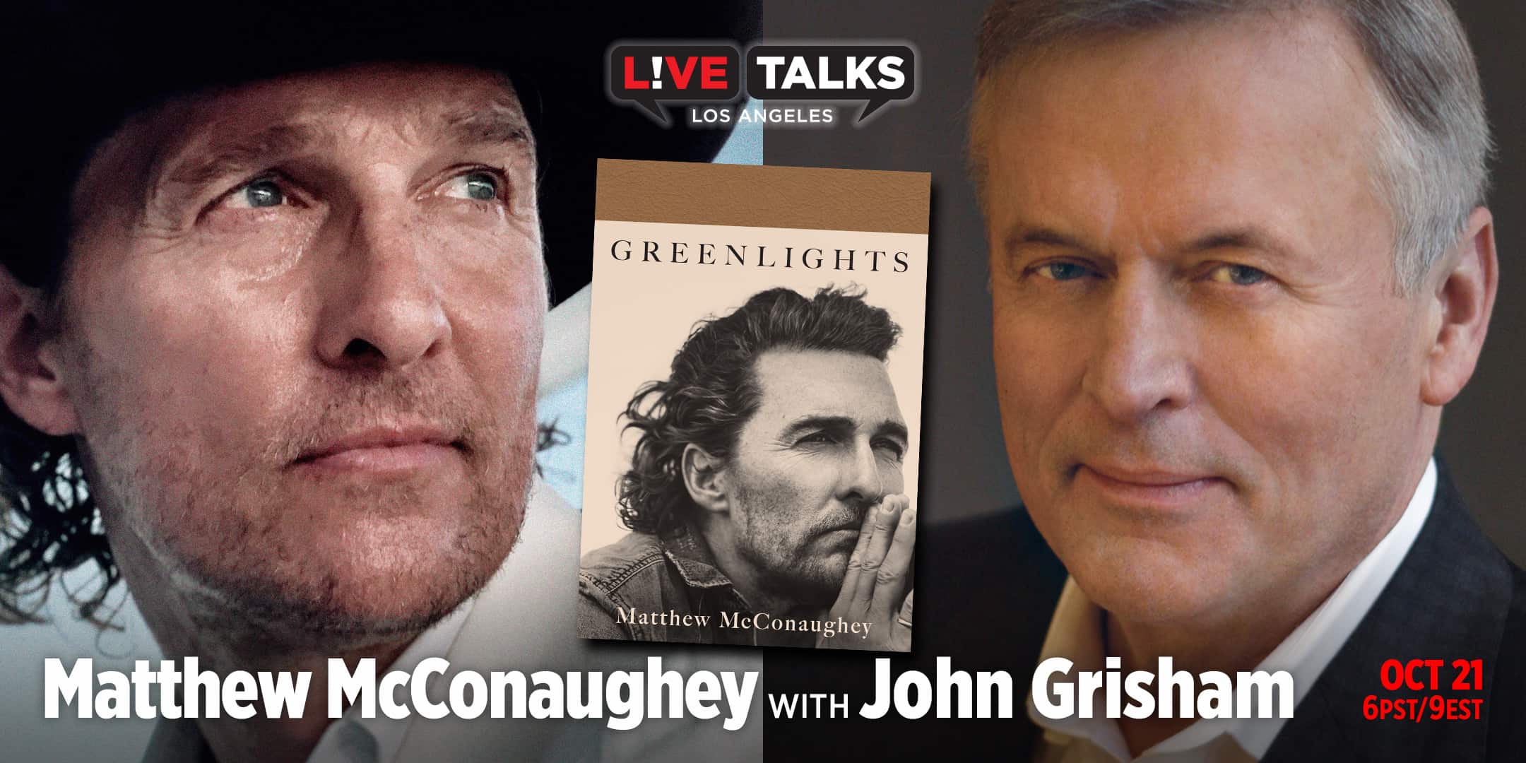 Matthew McConaughey with John Grisham, Oct. 21 Live