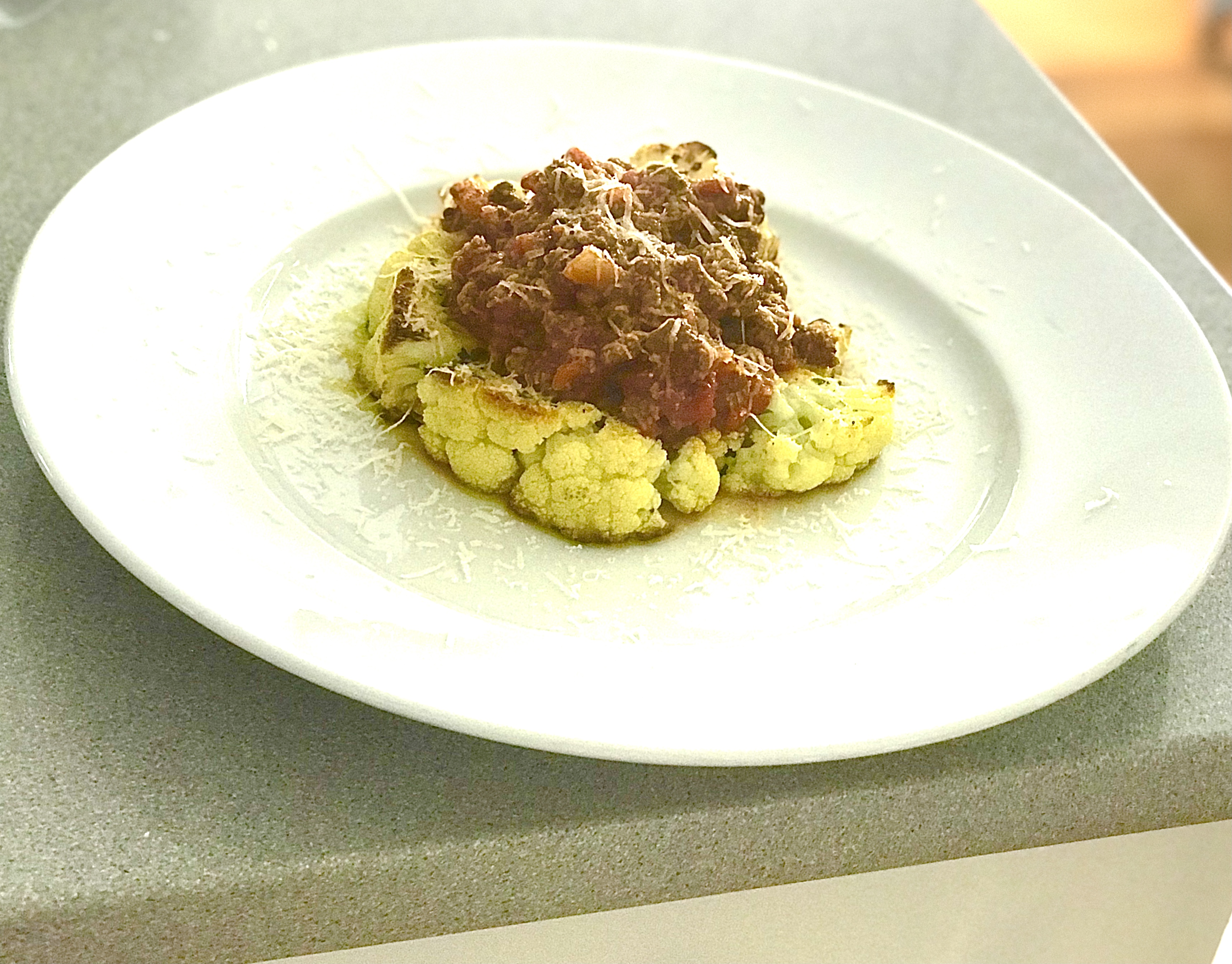 CAULIFLOWER “STEAK” WITH MEAT SAUCE Live the Live