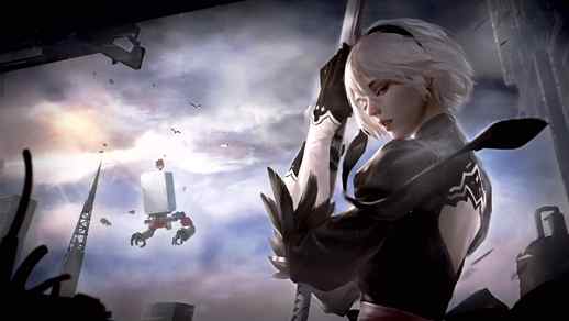 YoRHa No. 2 or 2B and POD 042 / Nier Automata Game 4K Live Desktop
