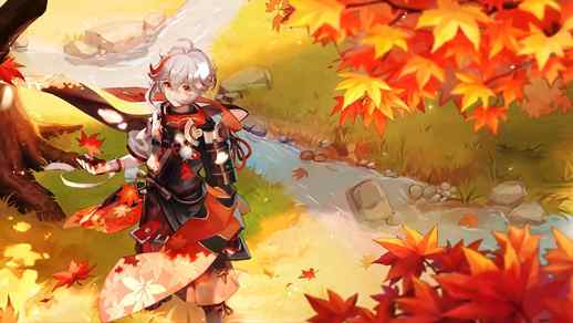 Kaedehara Kazuha Autumn Leaf Fall Genshin Impact Live Desktop Wallpapers