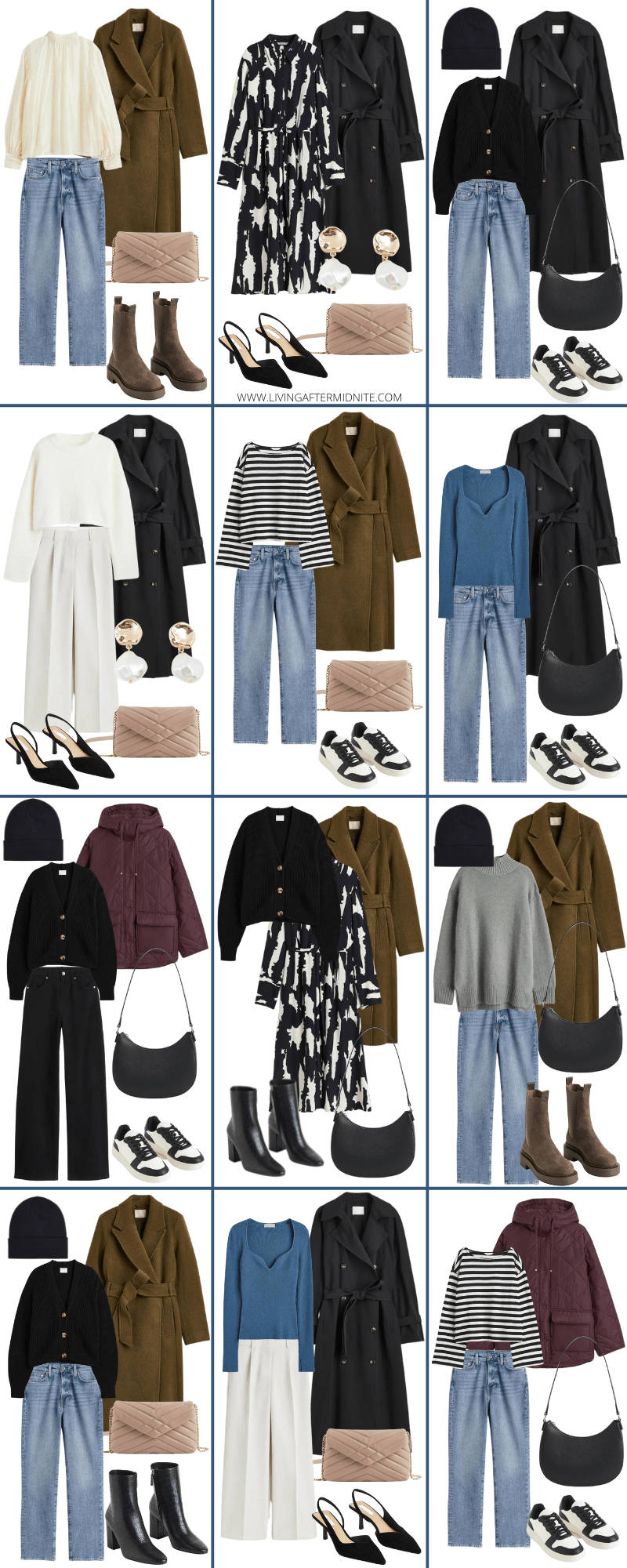 Affordable H&M Winter Capsule Wardrobe living after midnite