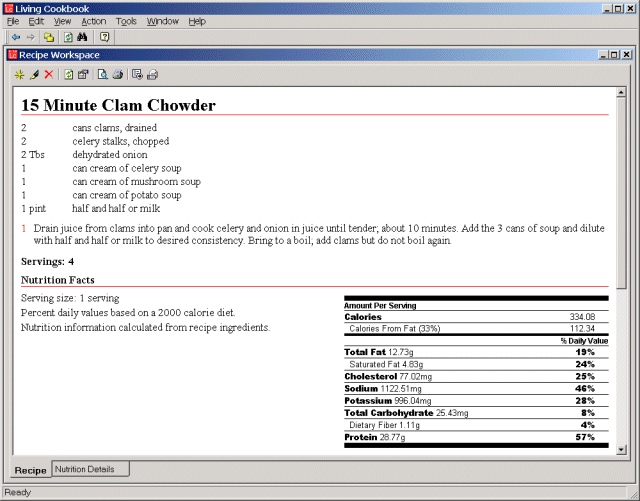 Recipe Analysis Tool Living Cookbook Software