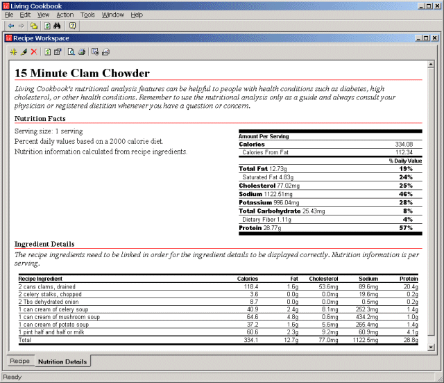 Living Cookbook Recipe Software