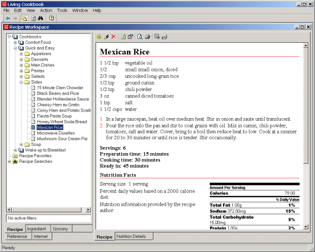 Living Cookbook Recipe Software