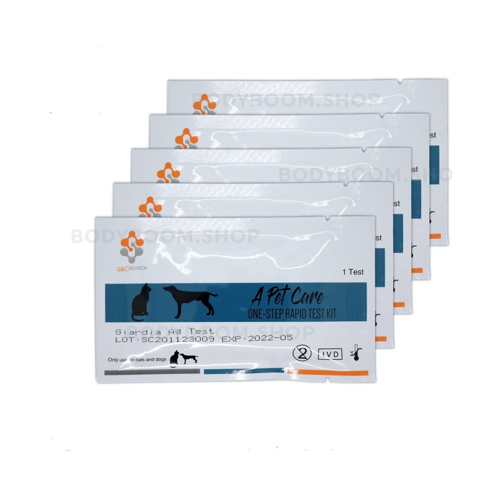 Canine Feline GIARDIA Ag Rapid Test Kit 5 Home Tests for Dogs & Cats