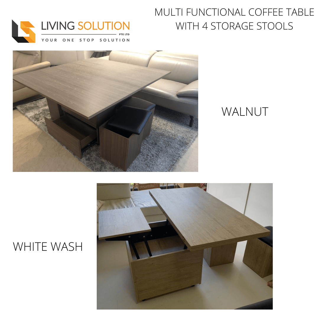 Tahi Multi Functional Coffee Table Walnut Living Solution Pte Ltd