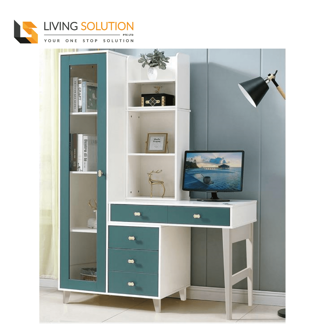 Jeron Study Table with Bookshelf Living Solution Pte Ltd