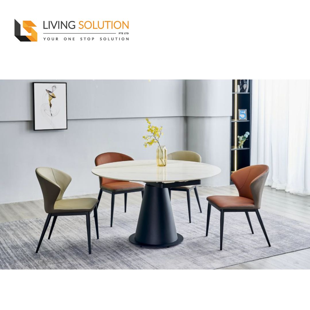 Veron Round Sintered Stone Extendable Dining Table Living Solution