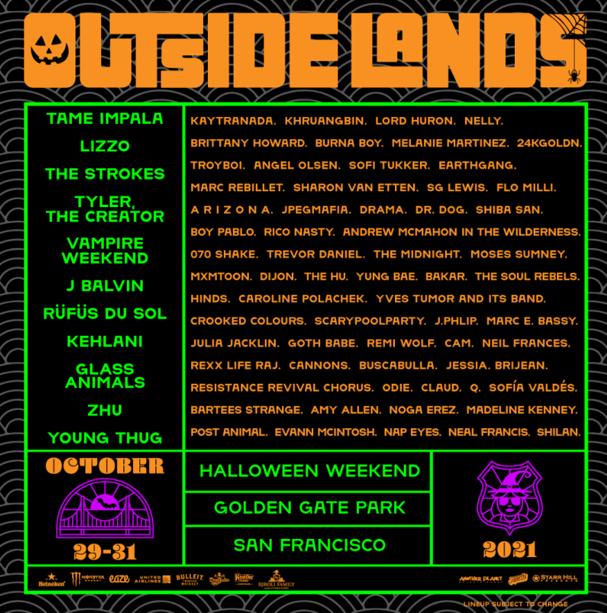 Outside Lands 2021 Lineup Living The Fest Life