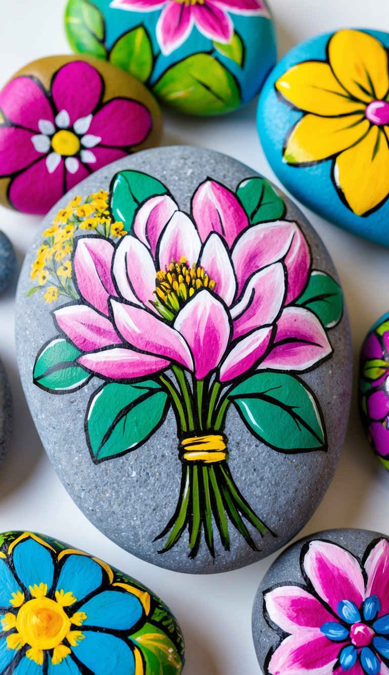 32 Beautiful Flower Painted Rock Ideas for Creative Crafts Living Tickled